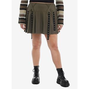 Social Collision® Olive Grommet Tape Grunge Skirt Plus Size 1